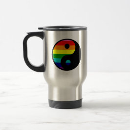 レインボー陰陽LGBTQプライドバランスシンボル トラベルマグ