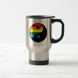 レインボー陰陽LGBTQプライドバランスシンボル トラベルマグ