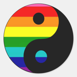 レインボー陰陽LGBTQプライドバランスシンボル ラウンドシール