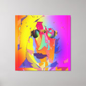 レインボー顔レインボーグラス着用 キャンバスプリント (正面)