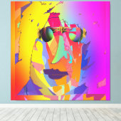 レインボー顔レインボーグラス着用 キャンバスプリント (インサイチュ (ウッドフロア))