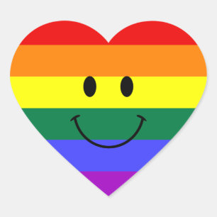 レインボー顔 ハートシール