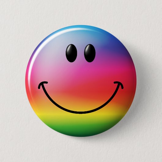 レインボー顔 缶バッジ (正面)