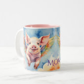 レインボー飛んでいるグ ツートーンマグカップ (正面左)