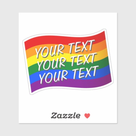 レインボー飛んでいるフラッグゲイプライドカスタム文字LGBTQ シール (シート)