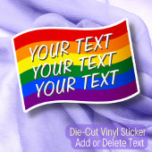 レインボー飛んでいるフラッグゲイプライドカスタム文字LGBTQ シール