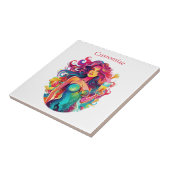 レインボー髪のカクテル付き人魚 タイル (側面)