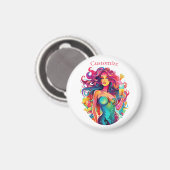 レインボー髪のカクテル付き人魚 マグネット (正面/裏面)