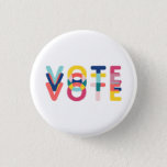レインボー鮮やかで投票モダン 缶バッジ<br><div class="desc">これ鮮やかはモダン、虹色の投票ボタンはあなたの人生の政治的に関与する人のための素晴らしい贈り物を作る。青、黄、ピンク、オレンジ。</div>