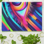 レインボー鮮やかアイアートワーク キッチンタオル (折り畳み)