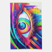 レインボー鮮やかアイアートワーク キッチンタオル (縦)