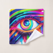 レインボー鮮やかアイアートワーク バスタオルセット (ウォッシュタオル)