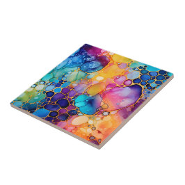 レインボー鮮やかアルコールインク タイル