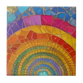 レインボー鮮やかアーチモザイクカラフルアート タイル