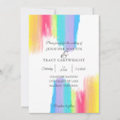 レインボー鮮やかウォーター色ゲイプライドLGBTQ結婚's 招待状 (正面)