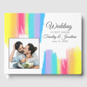 レインボー鮮やかウォーター・カラー・カップル・フォト結婚ズ ゲストブック (正面)