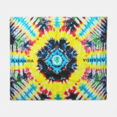 レインボー鮮やかカラーの編みパーソナライズされた込み フリースブランケット (正面(横))