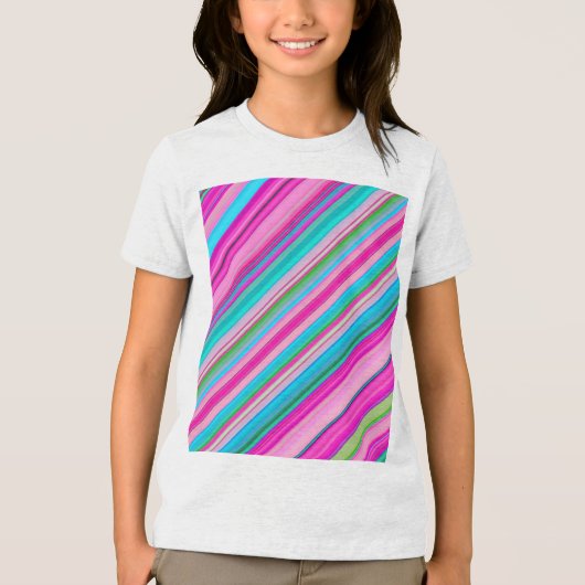 レインボー鮮やかカラーストライプパターン–21056 トライブレンドＴシャツ (正面)