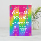 レインボー鮮やかグラデーション子供の誕生日パーティー 招待状 (スタンド正面)