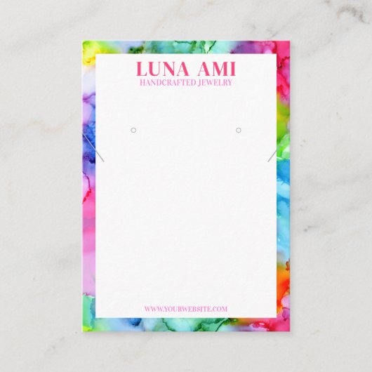 レインボー鮮やかジュエリーネックレスイヤリングディスプレイ 名刺 (正面)