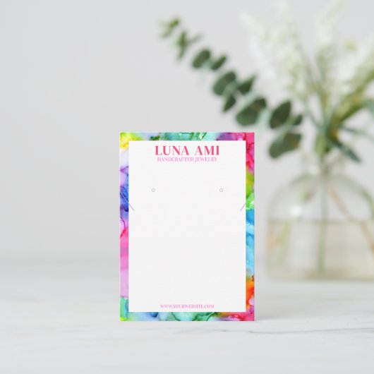 レインボー鮮やかジュエリーネックレスイヤリングディスプレイ 名刺 (スタンド正面)