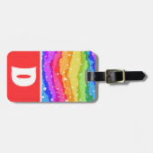 レインボー鮮やかスパークルグリッターキッズカラーブロック ラゲッジタグ (正面横)