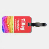 レインボー鮮やかスパークルグリッターキッズカラーブロック ラゲッジタグ (裏面横)