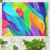 レインボー鮮やかスワールズ抽象芸術アート キッチンタオル (折り畳み)