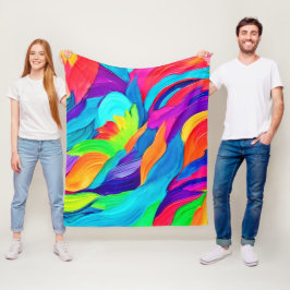 レインボー鮮やかスワールズ抽象芸術アート フリースブランケット