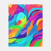 レインボー鮮やかスワールズ抽象芸術アート フリースブランケット (正面)