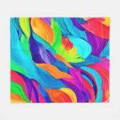 レインボー鮮やかスワールズ抽象芸術アート フリースブランケット (正面(横))