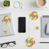 レインボー鮮やかスワール棒つきキャンデーシール シール