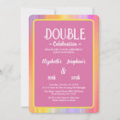 レインボー鮮やかダブルジョイント誕生祝い 招待状 (正面)