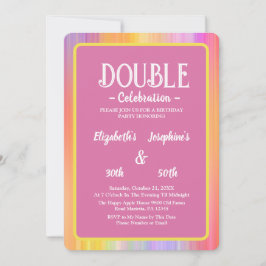 レインボー鮮やかダブルジョイント誕生祝い 招待状