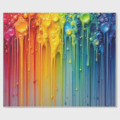 レインボー鮮やかドリップ効果ラッピング紙 ラッピングペーパー (フラット)