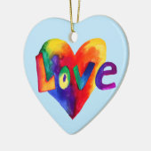 レインボー鮮やかハートズザワードラブオーナメント セラミックオーナメント (左)
