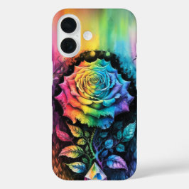 レインボー鮮やかバラ iPhone 16ケース