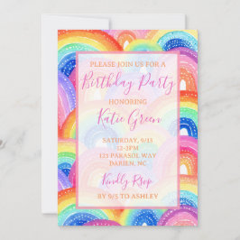 レインボー鮮やかバースデーパーティーへの招待 招待状
