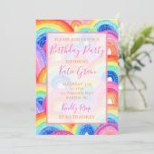 レインボー鮮やかバースデーパーティーへの招待 招待状 (スタンド正面)