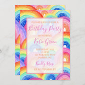レインボー鮮やかバースデーパーティーへの招待 招待状 (正面/裏面)