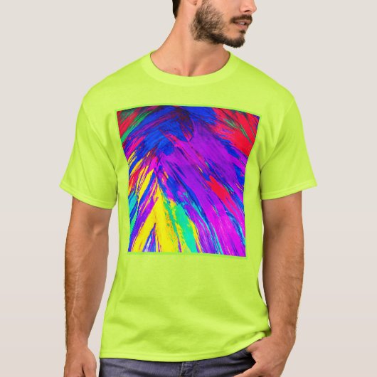 レインボー鮮やかパタカラフルーンデザイン Tシャツ (正面)