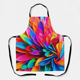 レインボー鮮やかフラワー抽象芸術 エプロン