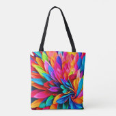 レインボー鮮やかフラワー抽象芸術 トートバッグ (裏面)