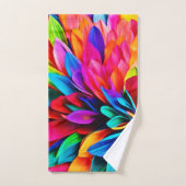 レインボー鮮やかフラワー抽象芸術 バスタオルセット (ハンドタオル)
