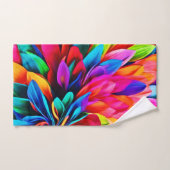 レインボー鮮やかフラワー抽象芸術 バスタオルセット (ハンドタオル)