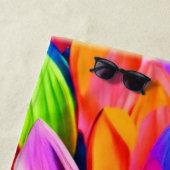 レインボー鮮やかフラワー抽象芸術 ビーチタオル (インサイチュ)