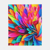 レインボー鮮やかフラワー抽象芸術 フリースブランケット (正面)