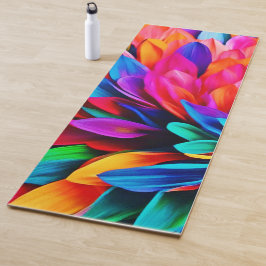 レインボー鮮やかフラワー抽象芸術 ヨガマット