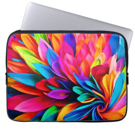 レインボー鮮やかフラワー抽象芸術 ラップトップスリーブ