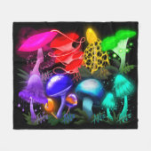 レインボー鮮やかマ白熱［赤熱］光を放つッシュルーム フリースブランケット (正面(横))